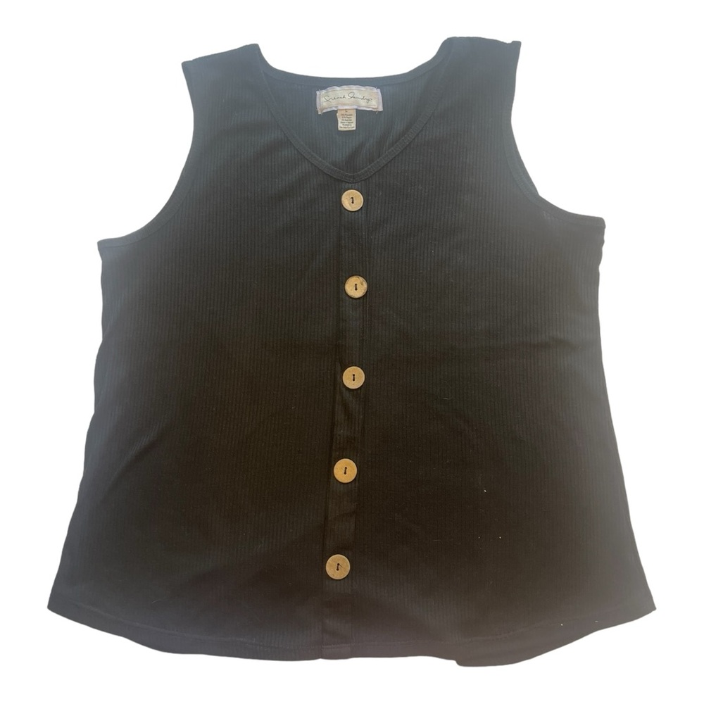 WOMEN'S FRENCH LAUNDRY SOLID BLACK SLEEVELESS TANK TOP  SIZE L